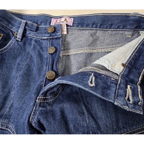 S.L.A. Jean Capris Ladies‎ 7/8 Blue Medium Denim Button Fly Funky Cotton Comfort - Picture 7 of 8